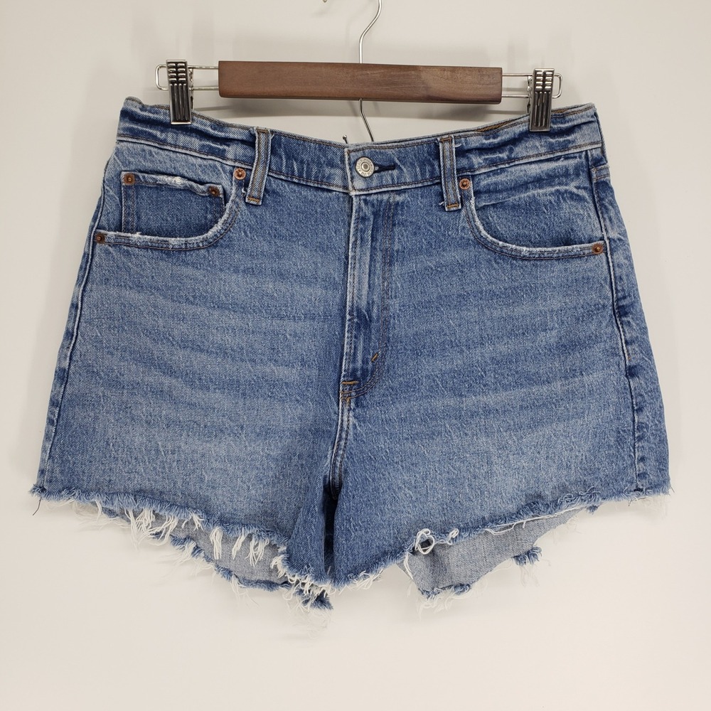 Abercrombie & Fitch 90s Relaxed Cutoff Shorts Women 31 12 Blue High Rise Denim
